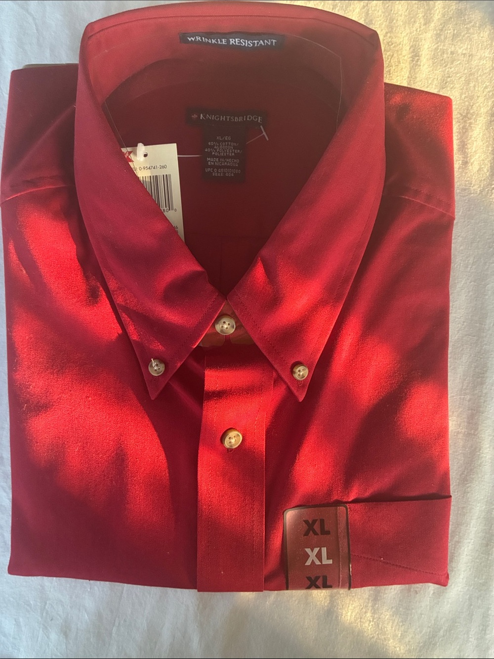 Knightsbridge Men’s Red Button-Down Dress Shirt - XL